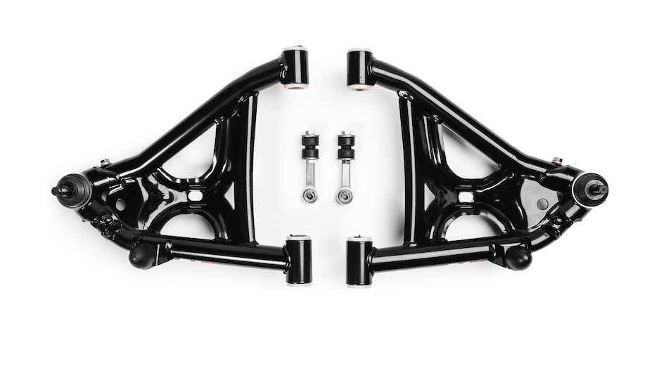 Overhead view of upper and lower control arms Overhead view of upper and lower control arms