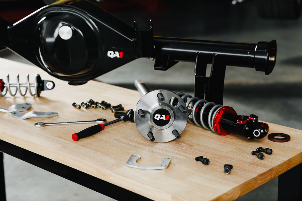 The 9-inch rearend is compatible with Big Ford “Torino” style brakes and a variety of wheel configurations, supporting both drum and disc brake setups. The 9-inch rearend is compatible with Big Ford “Torino” style brakes and a variety of wheel configurations, supporting both drum and disc brake setups.