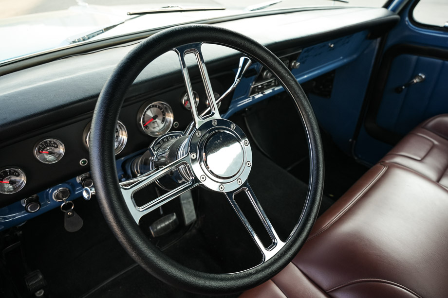 1972 Ford F100 features a Fox Body Mustang power rack as part of QA1’s custom suspension upgrade, improving steering precision and feel. 1972 Ford F100 features a Fox Body Mustang power rack as part of QA1’s custom suspension upgrade, improving steering precision and feel.